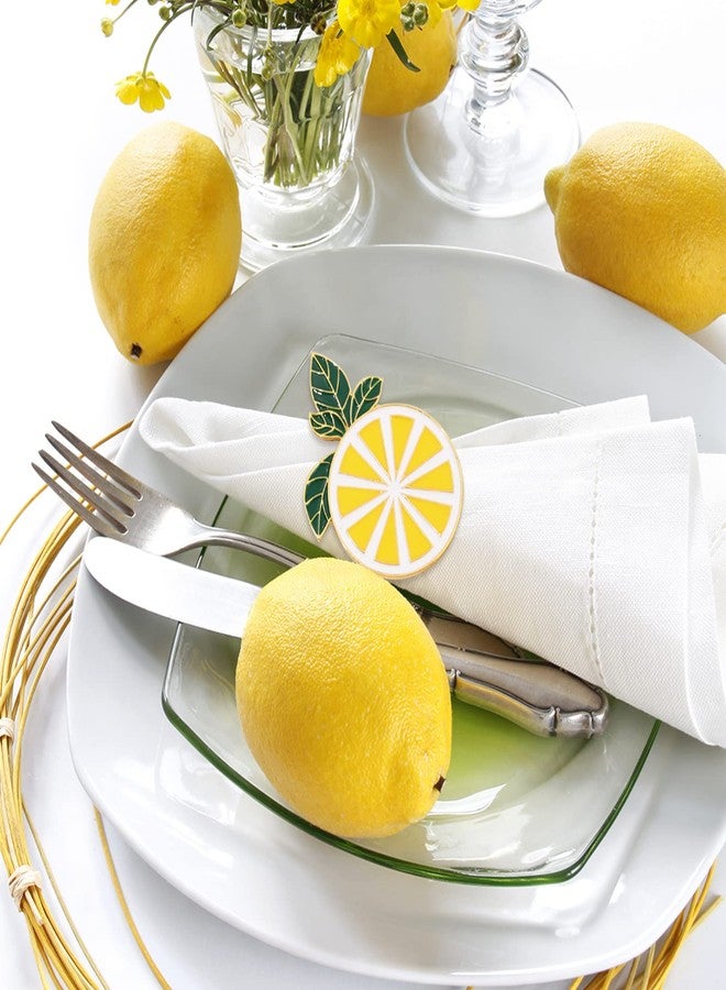 وولاين مجموعة حلقات مناديل على شكل ليمون من والين، 6 قطع، حامل مناديل معدني على شكل ليمون، مشبك ذهبي بنمط ريفي، مثالي لحفلات الزفاف الصيفية، حفلات العشاء، أعياد الميلاد، الولائم، التجمعات العائلية، وتزيين طاولات المناسبات. - Image 4